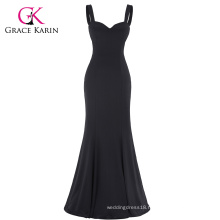 Grace Karin Sexy Black Occident Women's Padded Backless V-Neck Long Mermaid Dress CL008943-1